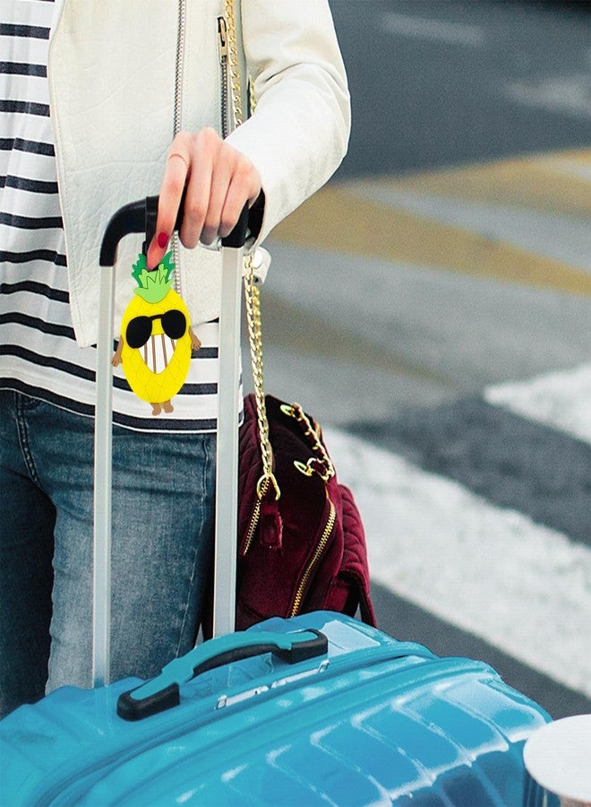 FREZORA Pineapple Luggage Tags for Suitcases 2-Pack Cute Silicone Luggage Tag with Name ID Card Funny Suitcase Label - Image 5